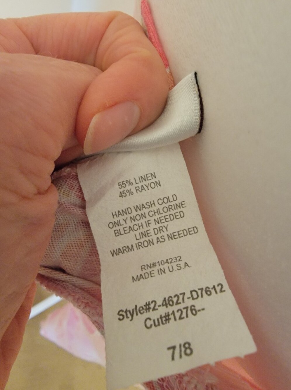 Y2K Linen/Rayon Floral Pink Dress Size 7/8